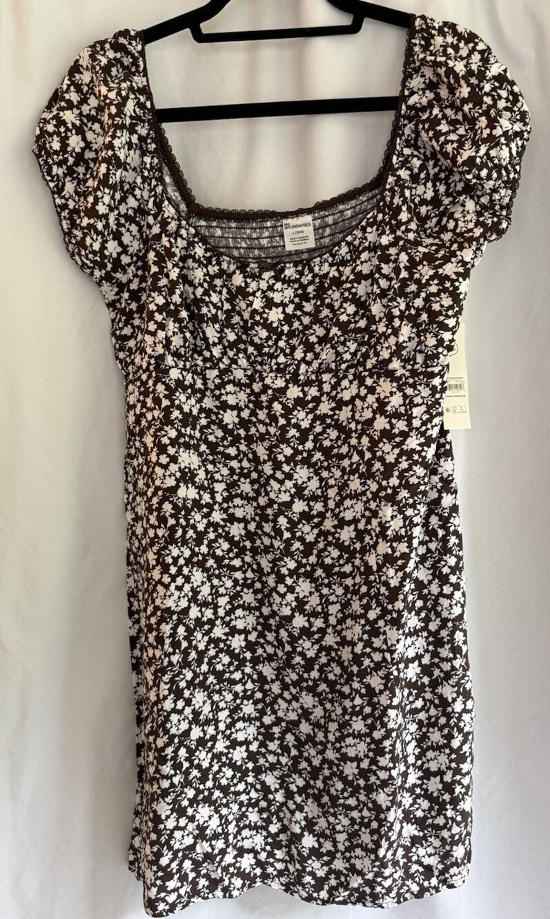 No Boundaries Black and White Floral Dress Size L (12-14)